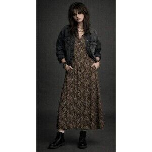 VTG Grunge Vintage Sz 10 Silk Animal Leopard Print Button Down Shirt Dress Rock